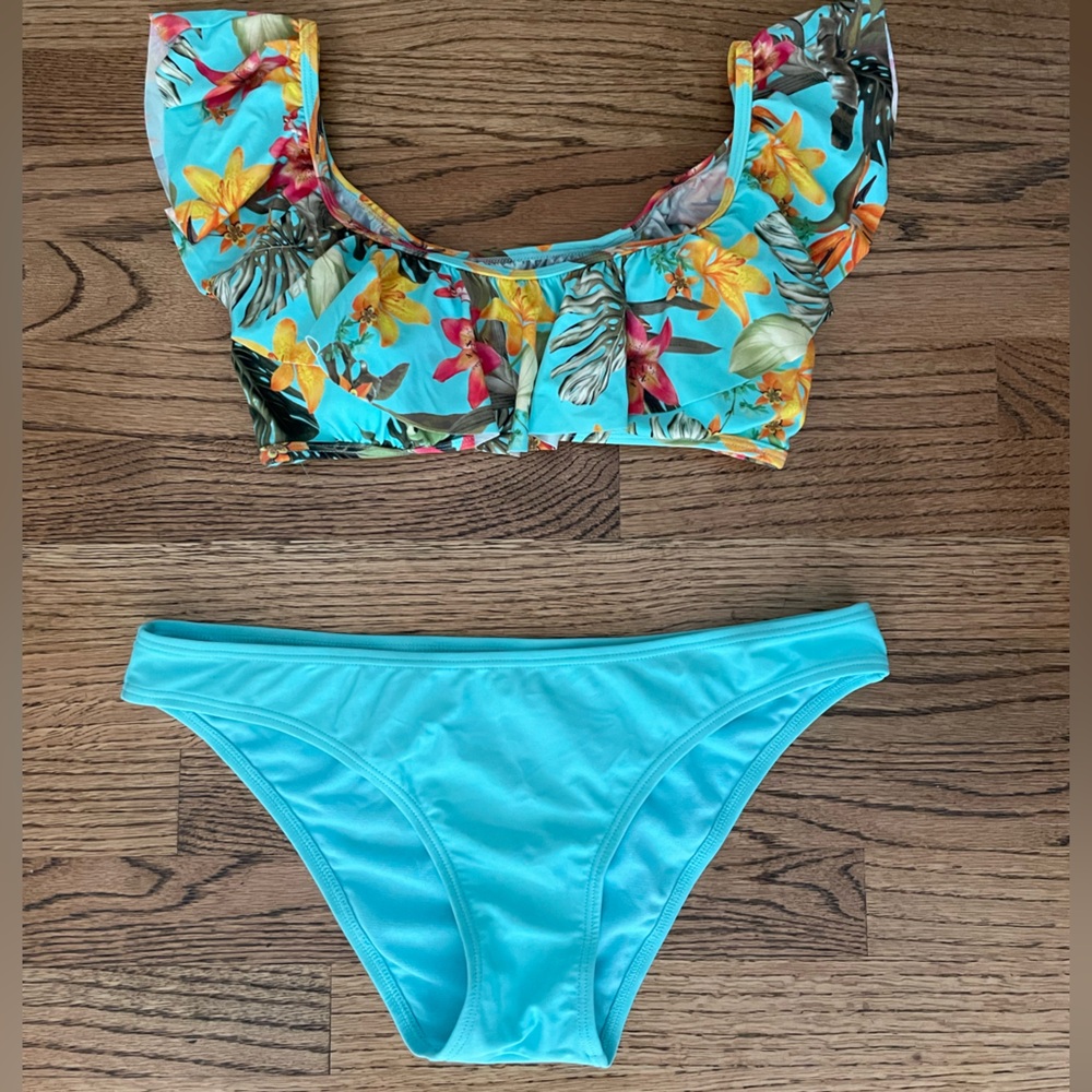 Express Floral Bikini with Ruffled Top - Picture 2 of 5
